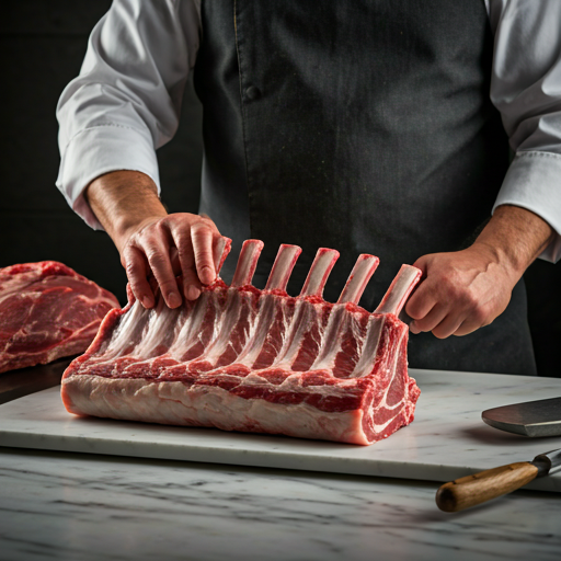 Butcher preparing fresh cuts